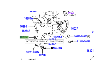 Tuyau No2 piquage liquide refroidissement turbo sur le bloc KZJ KDJ