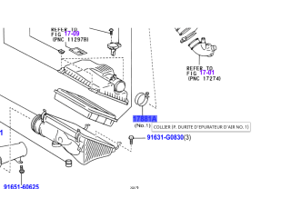 Collier fixation durite accordéon côté boite air KDJ12 KDJ15
