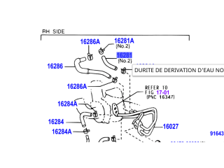 Durite No2 de refroidissement turbo KDJ9 KDJ12 163cv