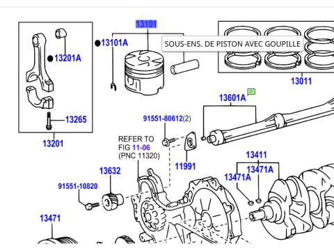 Piston moteur KDJ9 KDJ12 163cv - Marquage 2 - Cote standard