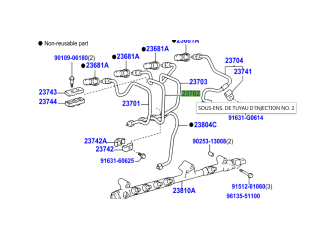 Conduite rigide haute pression injecteur No2 KDJ9 KDJ12 163cv