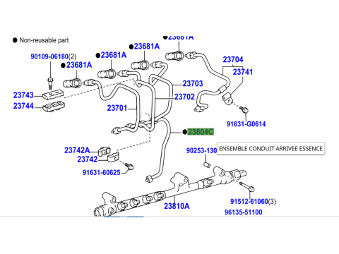 Conduite rigide haute pression pompe injection KDJ9 KDJ12 163cv