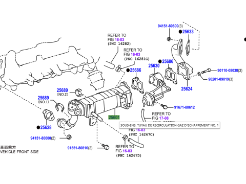 Refroidisseur de vanne EGR Hilux Vigo 3.0D4-D 07/2011+