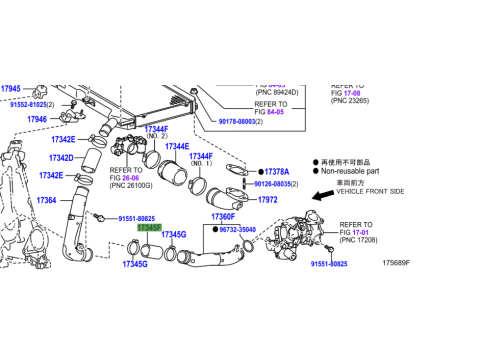 Flexible entre tubes rigides entrée air turbo gauche VDJ200