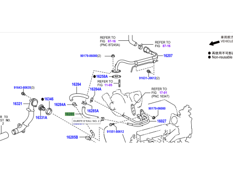 Durite No2 liquide de refroidissement turbo KDJ12 173cv