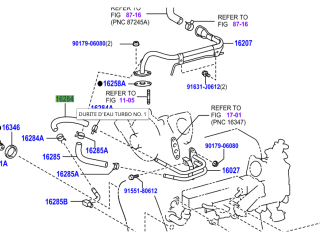 Durite liquide refroidissement entre turbo et bloc KDJ12 173cv