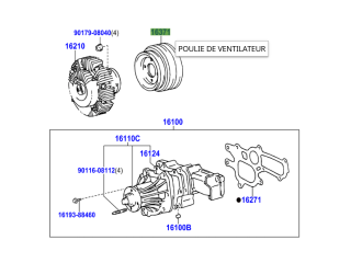 Poulie de courroie accessoire sur pompe à eau KDJ et Hilux