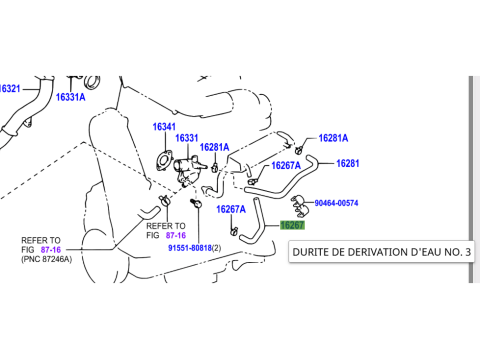 Durite entre refroidisseur EGR et bloc KDJ12 166cv