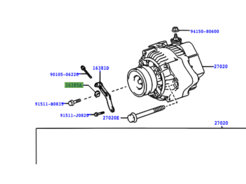 Coulisseau de réglage tension courroie alternateur KZJ7 KZJ9