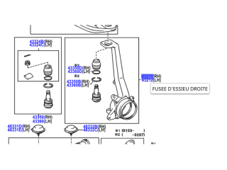 Fusée de suspension avant droite KZJ9 KDJ9 avec ABS