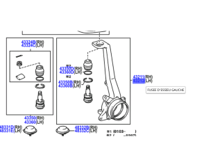 Fusée de suspension avant gauche KZJ9 KDJ9 avec ABS