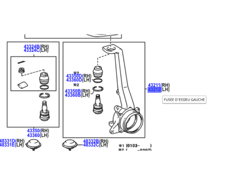Fusée de suspension avant gauche KZJ9 KDJ9 avec ABS